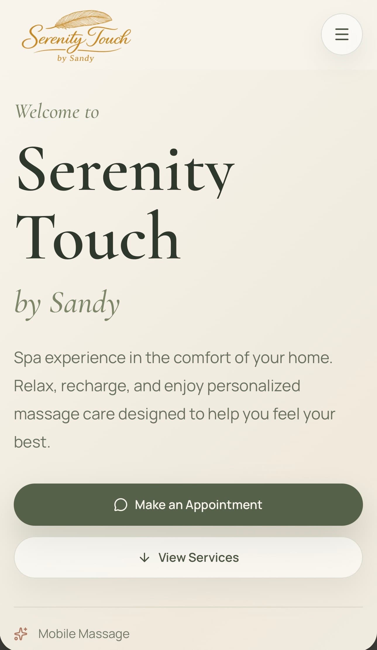 Serenity Touch by Sandy mobile website