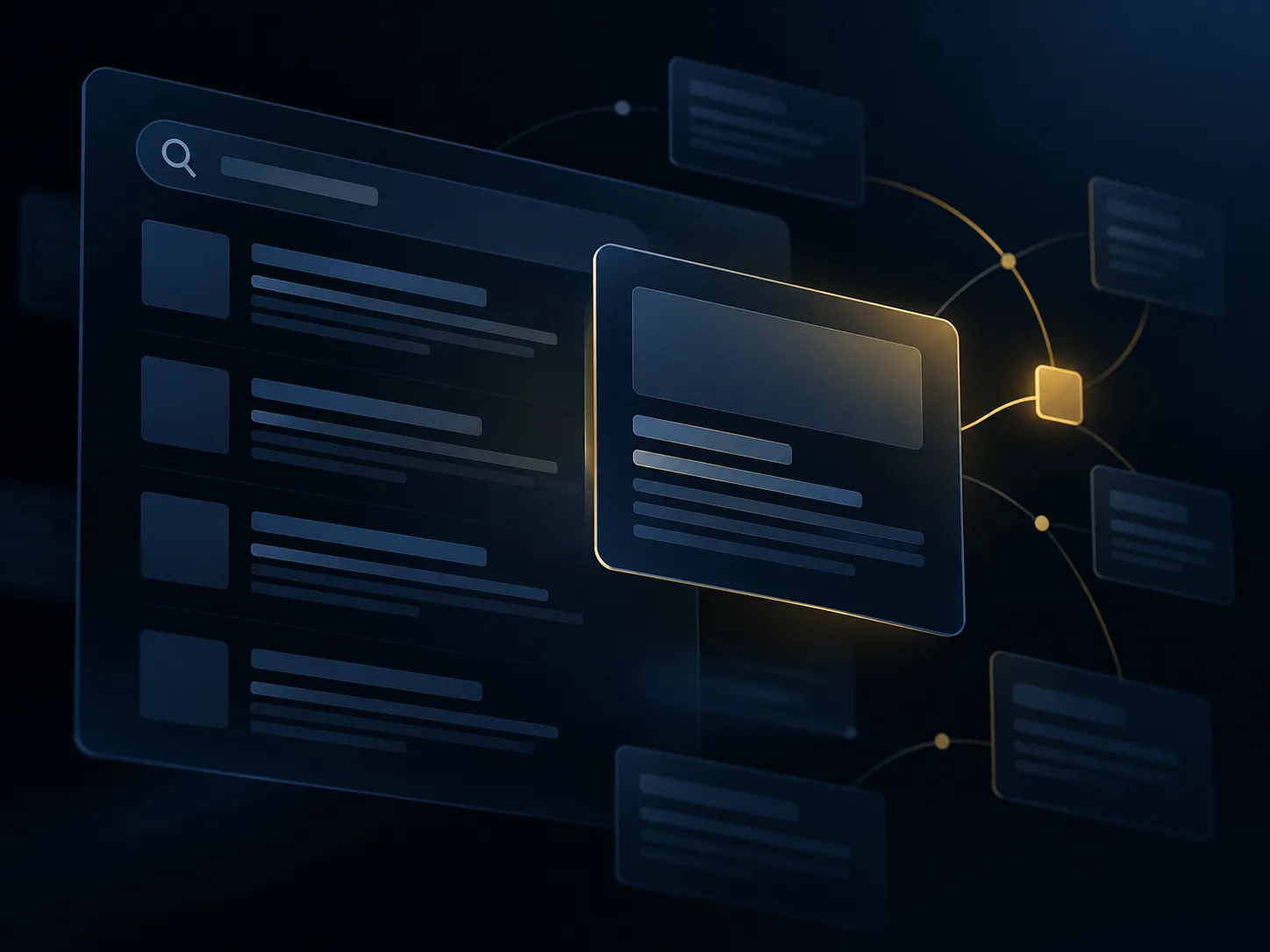 Search and website surfaces with a gold point of focus