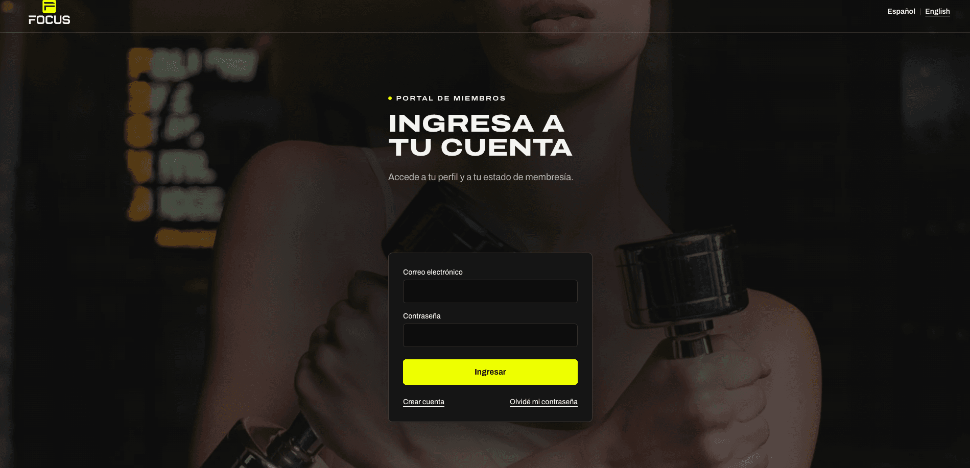 Portal de socios de Focus Box Gym: inicio de sesión